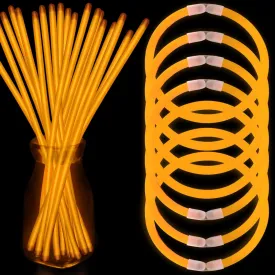 100 Orange Glow Sticks Bracelet Necklaces Glow In The Dark Party Supplies 8 Light Up Stick with 100 Connectors Bright Color for Halloween Birthday Carnival