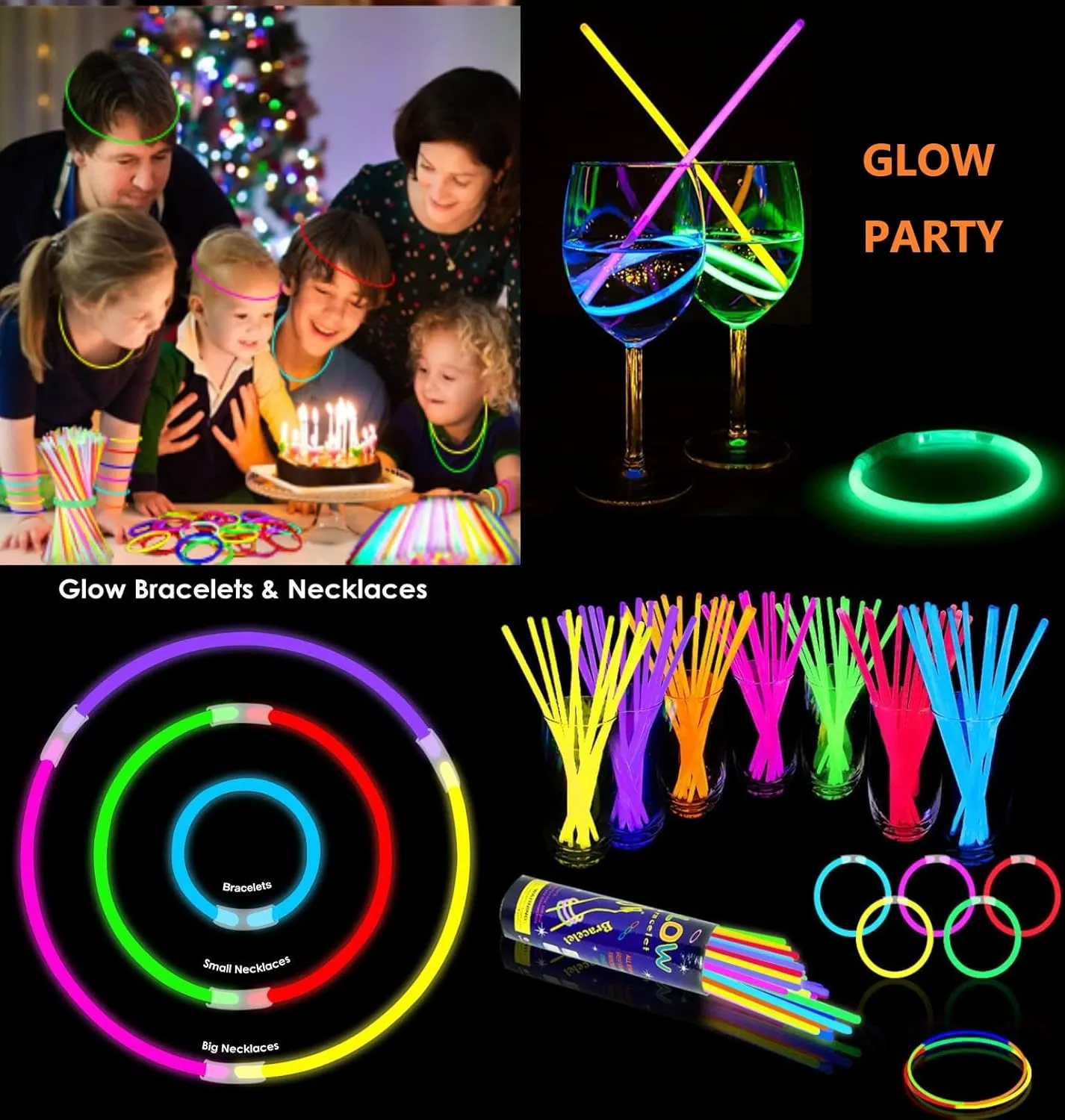 100 Orange Glow Sticks Bracelet Necklaces Glow In The Dark Party Supplies 8 Light Up Stick with 100 Connectors Bright Color for Halloween Birthday Carnival