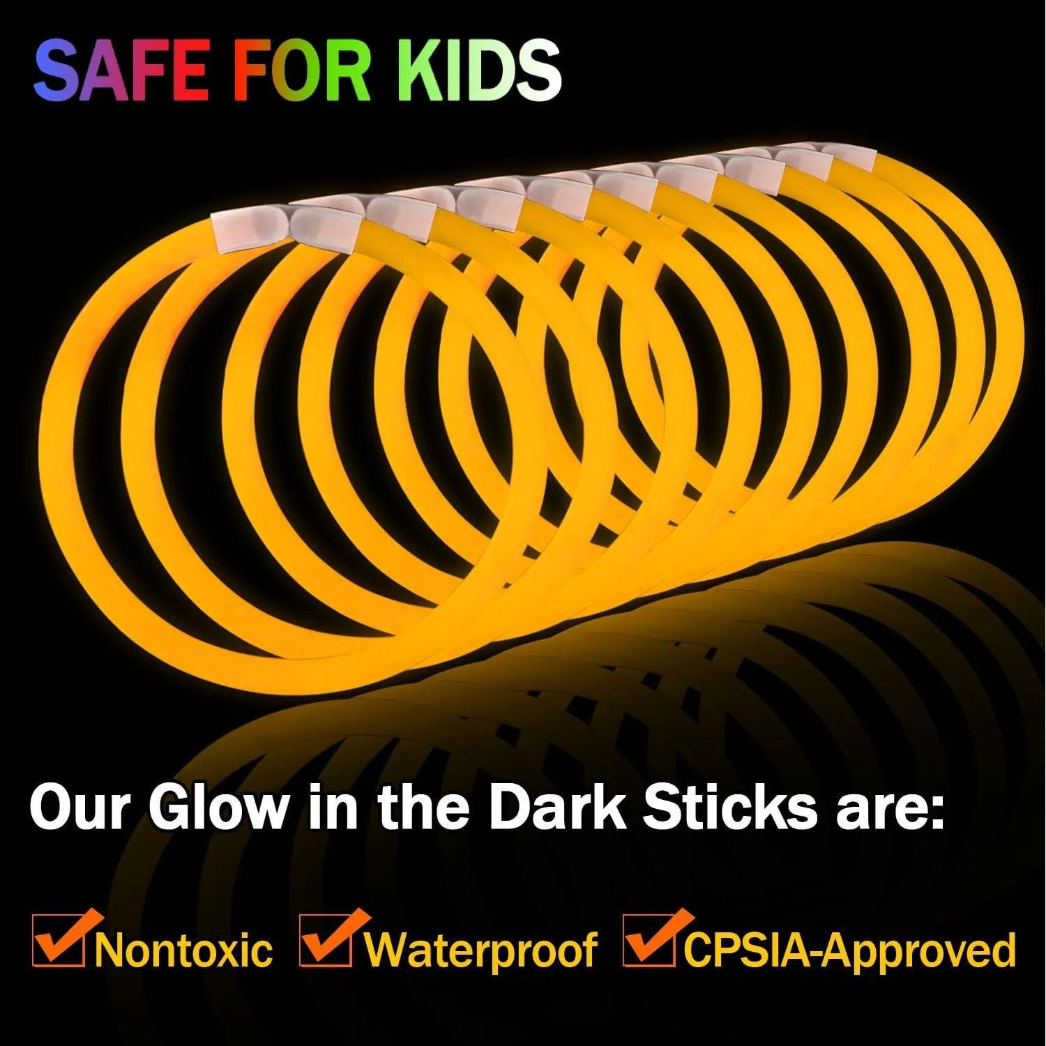 100 Orange Glow Sticks Bracelet Necklaces Glow In The Dark Party Supplies 8 Light Up Stick with 100 Connectors Bright Color for Halloween Birthday Carnival