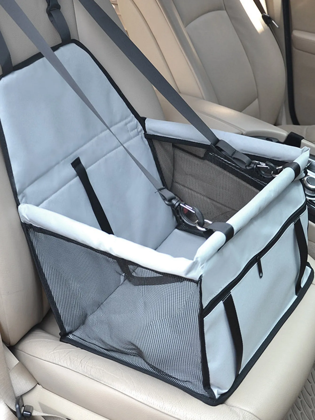 1pc Contrast Mesh Car Seat Dog Carrier Basket