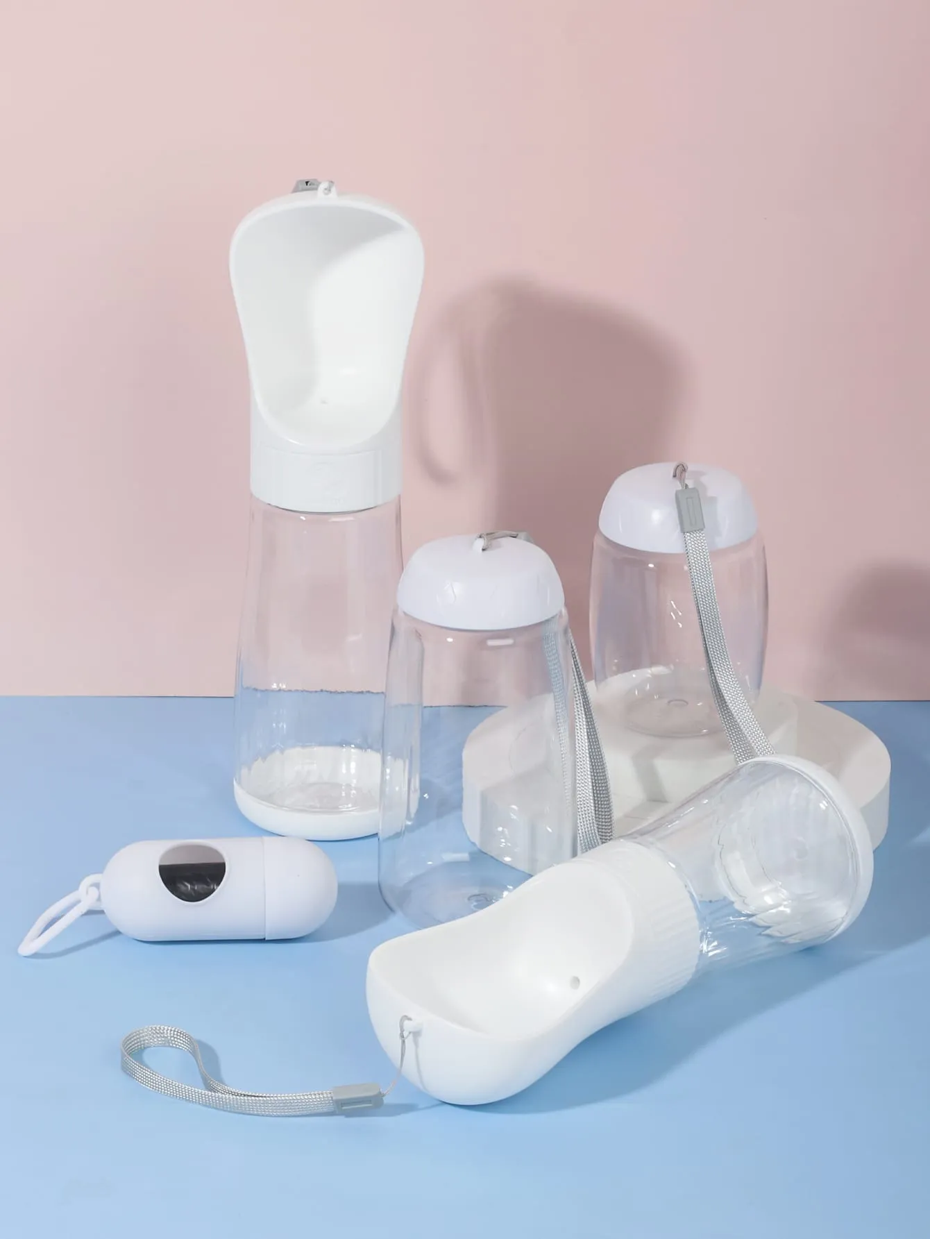 1pc Pet Outdoor Poopbag Dispenser With 1roll Poopbag 1pc Water Bottle 1pc Food Storage Bottle