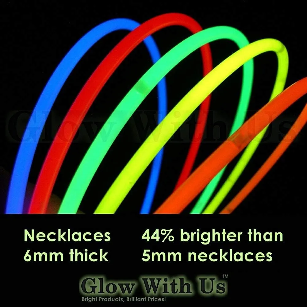 200 Glow Sticks Bulk Wholesale Necklaces, 22 Glow Stick Necklaces! Bright Colors Glow 8-12 Hr, Connector Pre-attached(handy), Glow-in-the-dark Party Supplies, GlowWithUs Brand