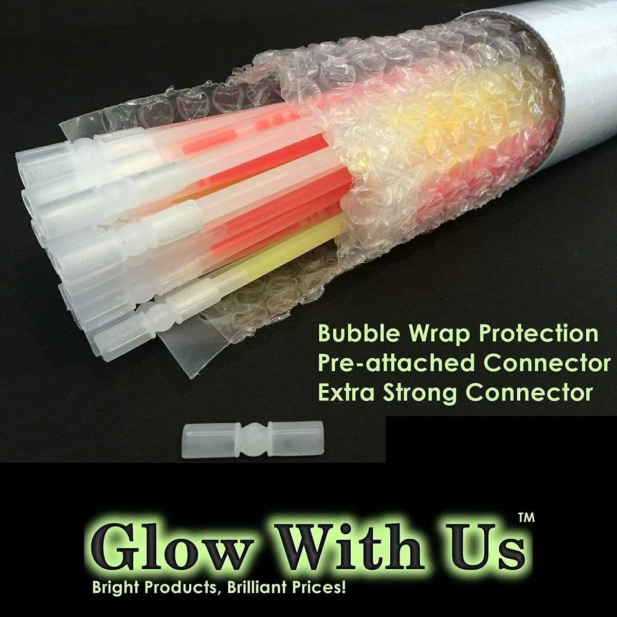 200 Glow Sticks Bulk Wholesale Necklaces, 22 Glow Stick Necklaces! Bright Colors Glow 8-12 Hr, Connector Pre-attached(handy), Glow-in-the-dark Party Supplies, GlowWithUs Brand