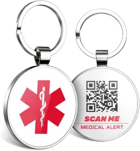 2PCS QR Medical Alert ID Tag Life Alert Keychain Epipen Alert Pendant,Medic Alert ID for Women,QR Online Profile for Medical Conditions, Allergies, medications, Emergency Contacts 2PCS QR Medical Alert ID Tag Life Alert Keychain Epipen Alert Pendant,Medic Alert ID for Women,QR Online Profile for Medical Conditions, Allergies, medications, Emergency Contacts