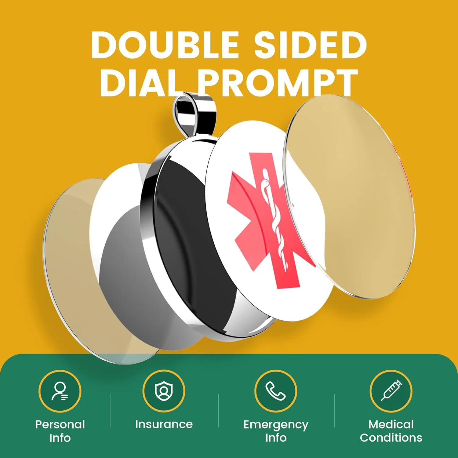 2PCS QR Medical Alert ID Tag Life Alert Keychain Epipen Alert Pendant,Medic Alert ID for Women,QR Online Profile for Medical Conditions, Allergies, medications, Emergency Contacts