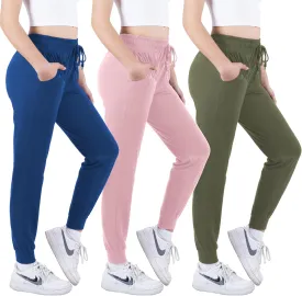 3 Pack: Women's Ultra-Soft Lounge Joggers Sweatpants Athletic Yoga Pants with Pockets