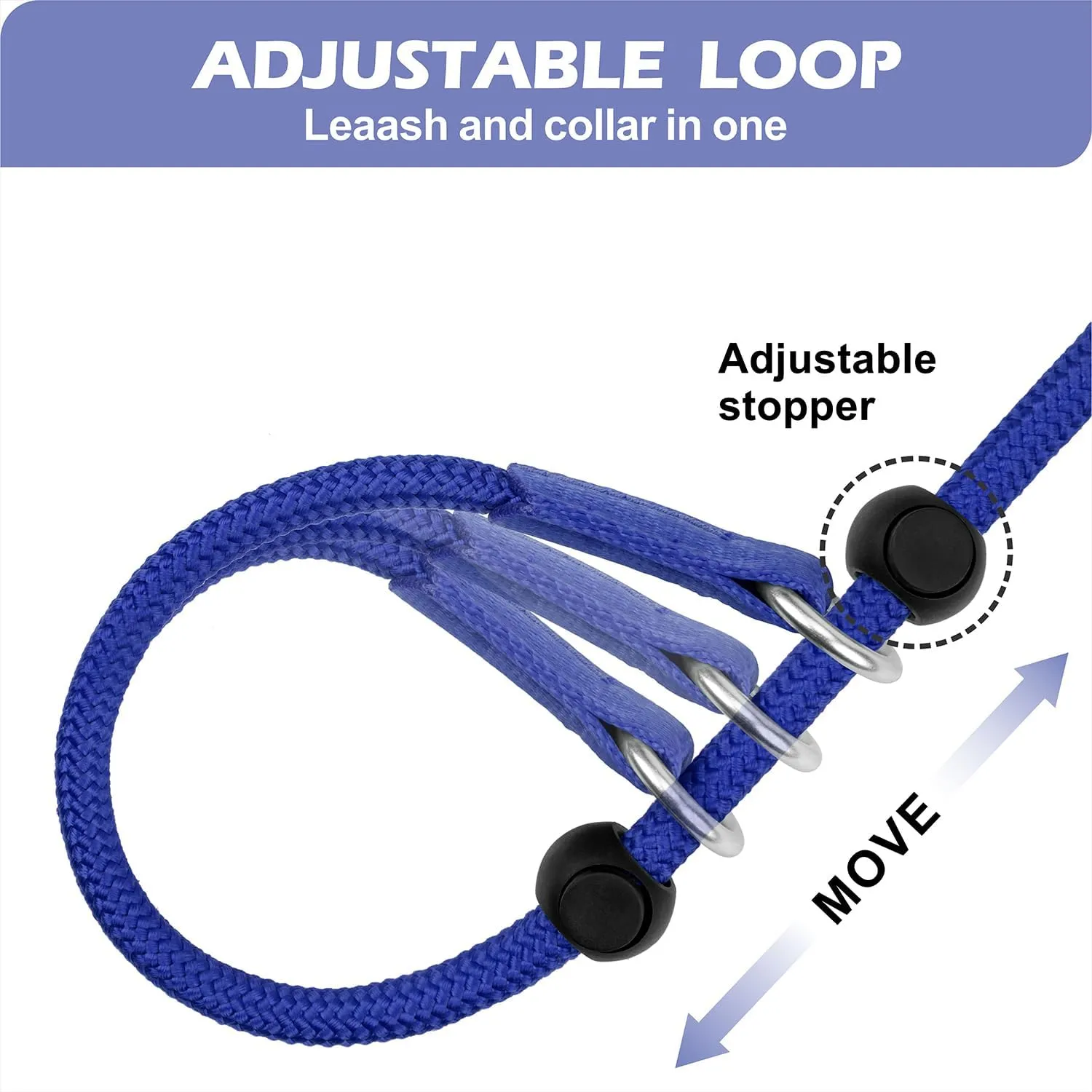 6FT Slip Lead Dog Leash with Double Padded Handle, Anti-Tangle Slip Leads for Dogs, Reflective Nylon No-Pull Training Leash for Small Medium Dogs, Navy Blue