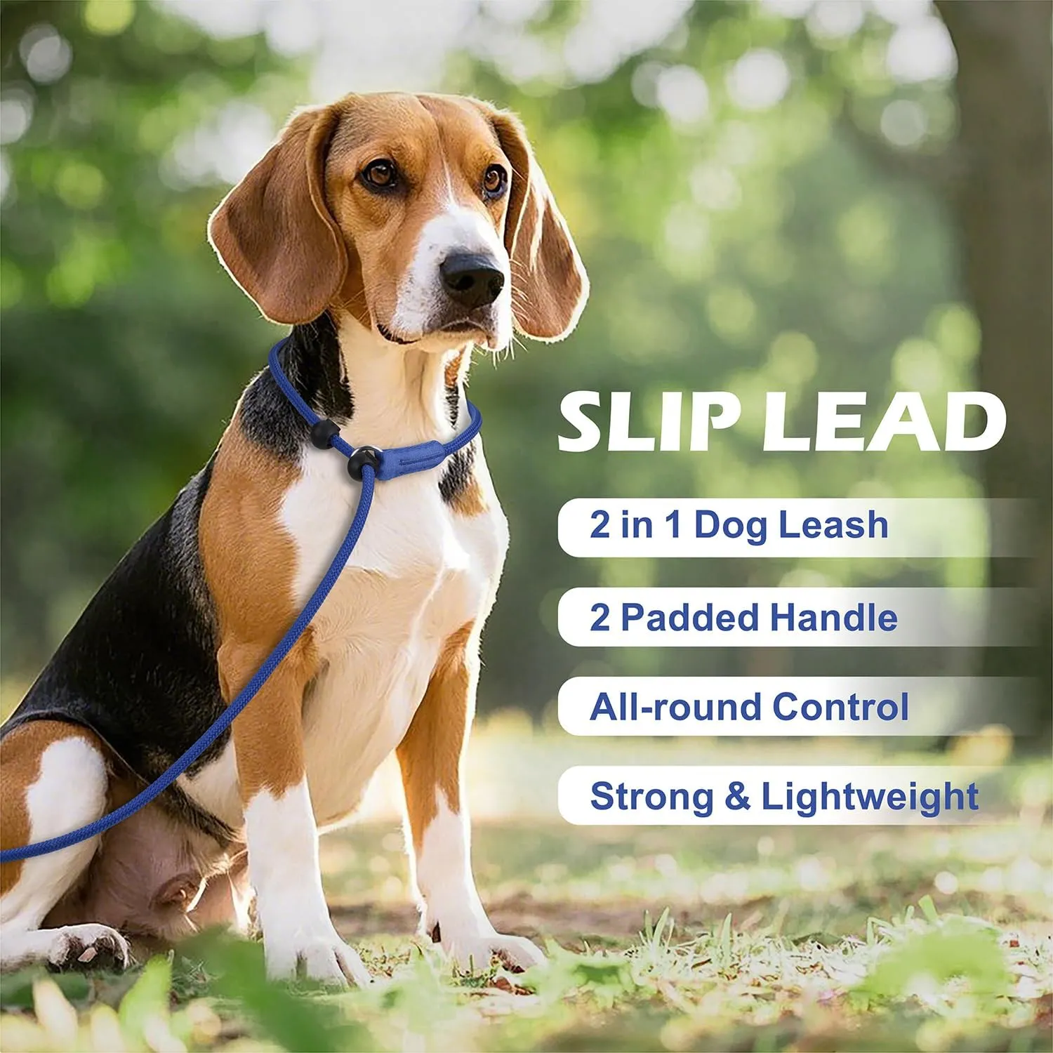 6FT Slip Lead Dog Leash with Double Padded Handle, Anti-Tangle Slip Leads for Dogs, Reflective Nylon No-Pull Training Leash for Small Medium Dogs, Navy Blue