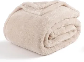 Berkshire Blanket Classic Extra-Fluffy Plush Throw Blanket, Soft Fuzzy Fluffy Long Hair Throw Blanket for Couch Sofa Bed, Chino Khaki, 50x60 Inches