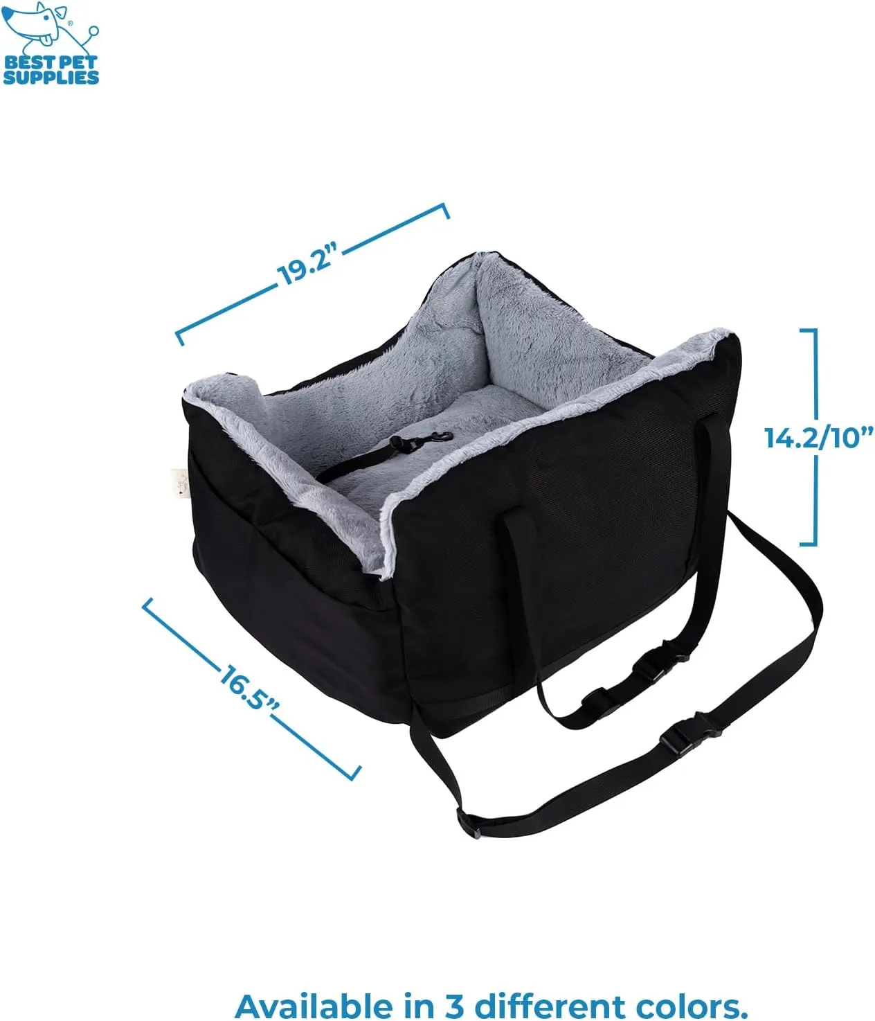 Best Pet Supplies Dog Pet Booster Seat, Dog Car Seats for Small Dogs & Medium Dogs, Soft Plush Cushion with Comfortable Bedding, Secure Straps, and Tall Pillow, Black