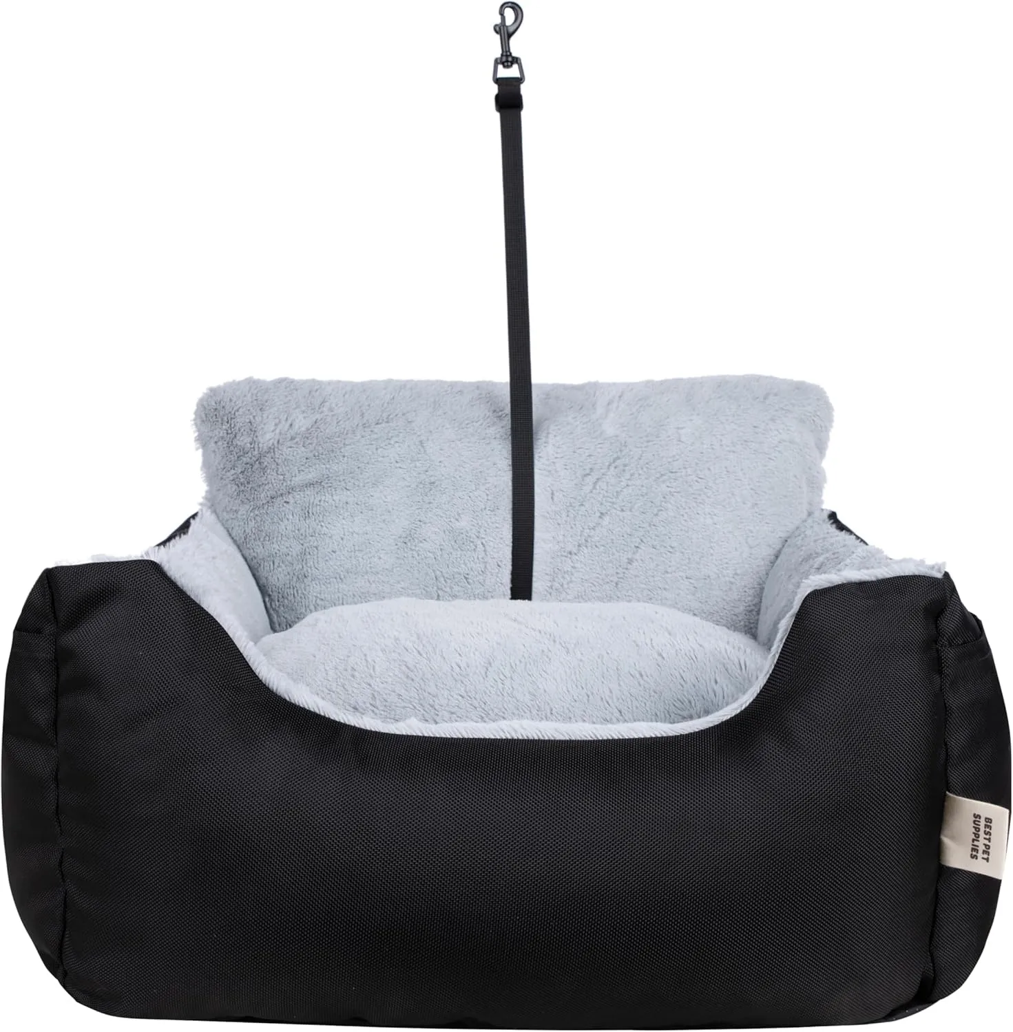 Best Pet Supplies Dog Pet Booster Seat, Dog Car Seats for Small Dogs & Medium Dogs, Soft Plush Cushion with Comfortable Bedding, Secure Straps, and Tall Pillow, Black