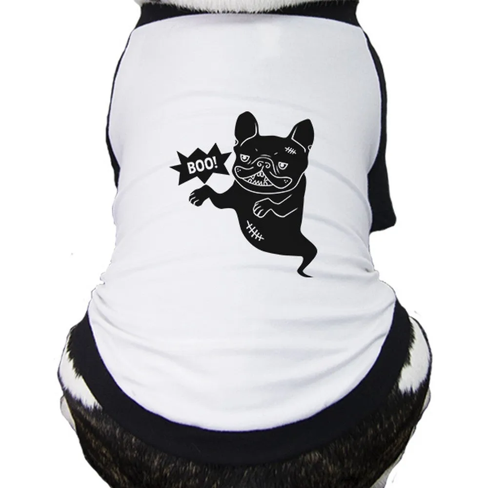 Boo French Bulldog Ghost Pets Black And White BaseBall Shirt