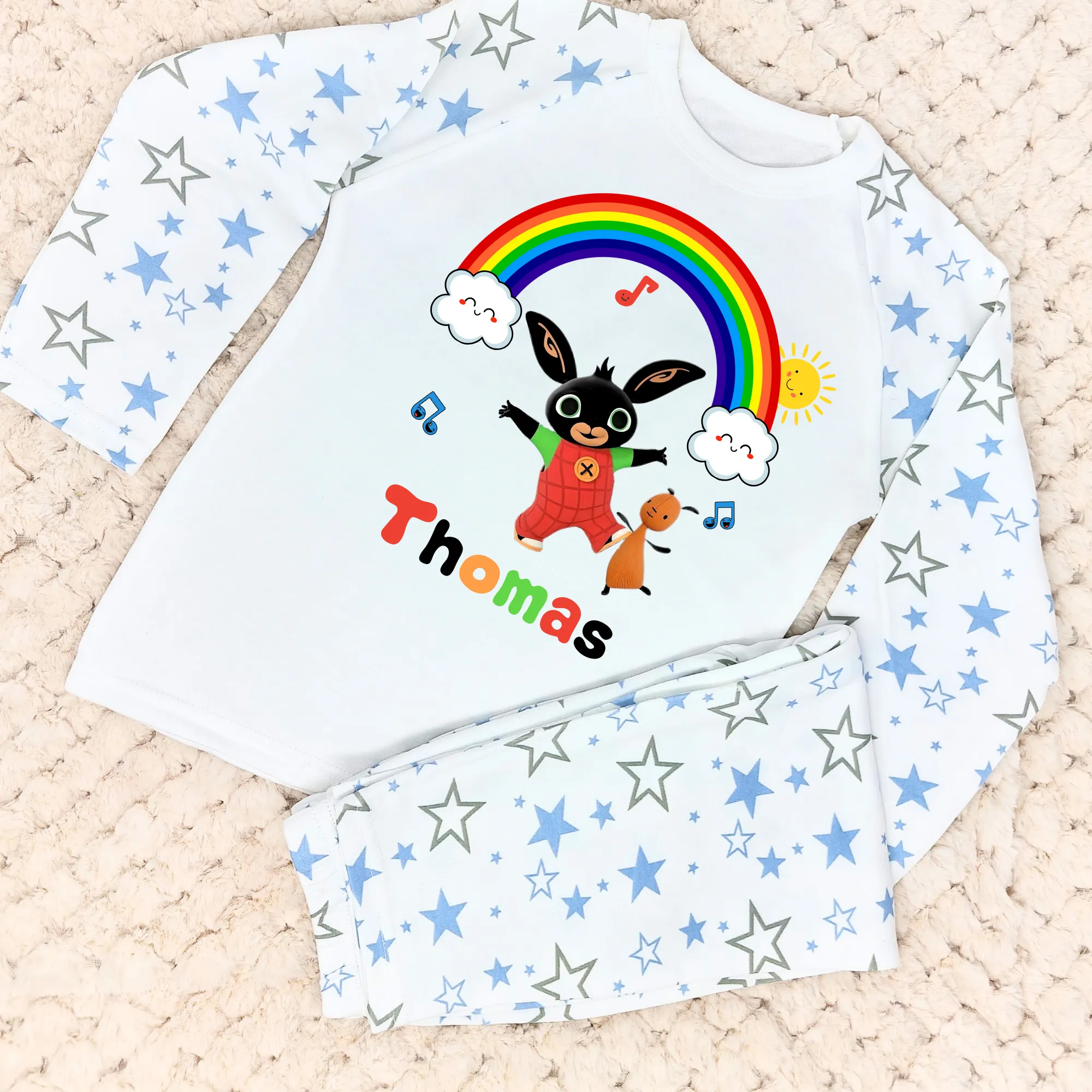 Boys Bing Bunny Custom Pjs with Your Child's Name for Everyday Wear