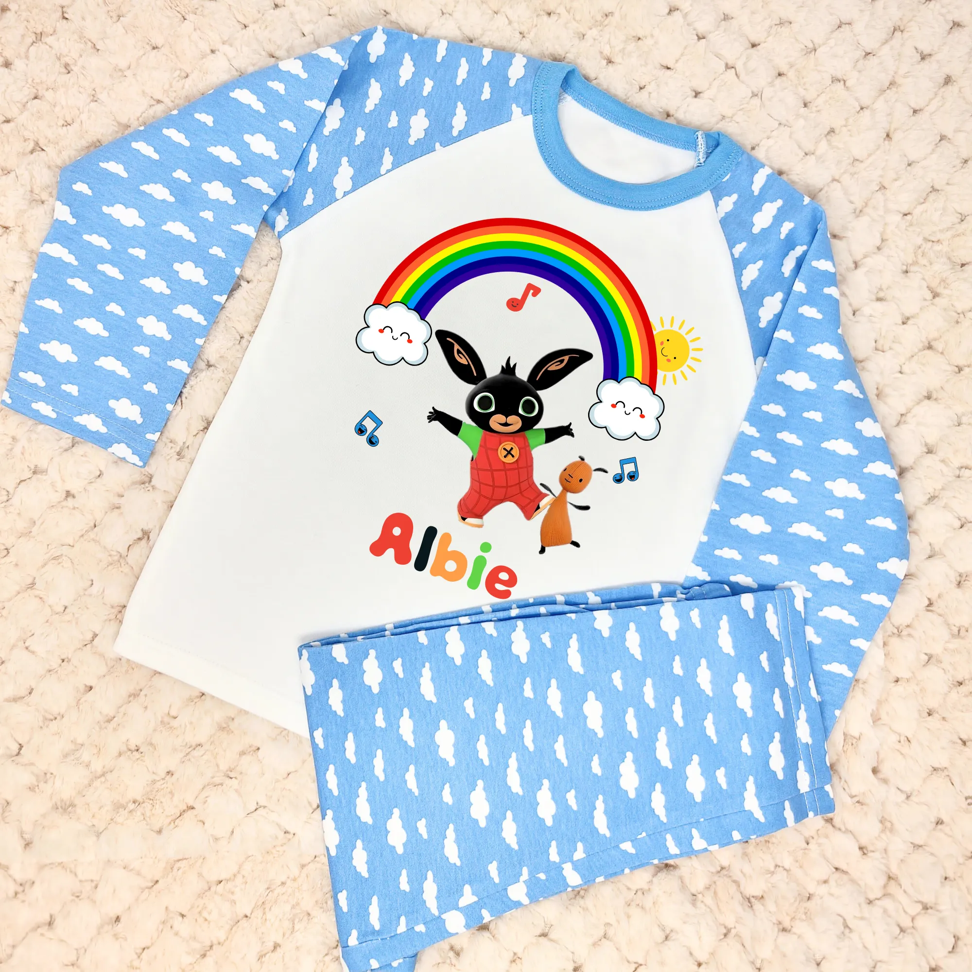 Boys Bing Bunny Custom Pjs with Your Child's Name for Everyday Wear