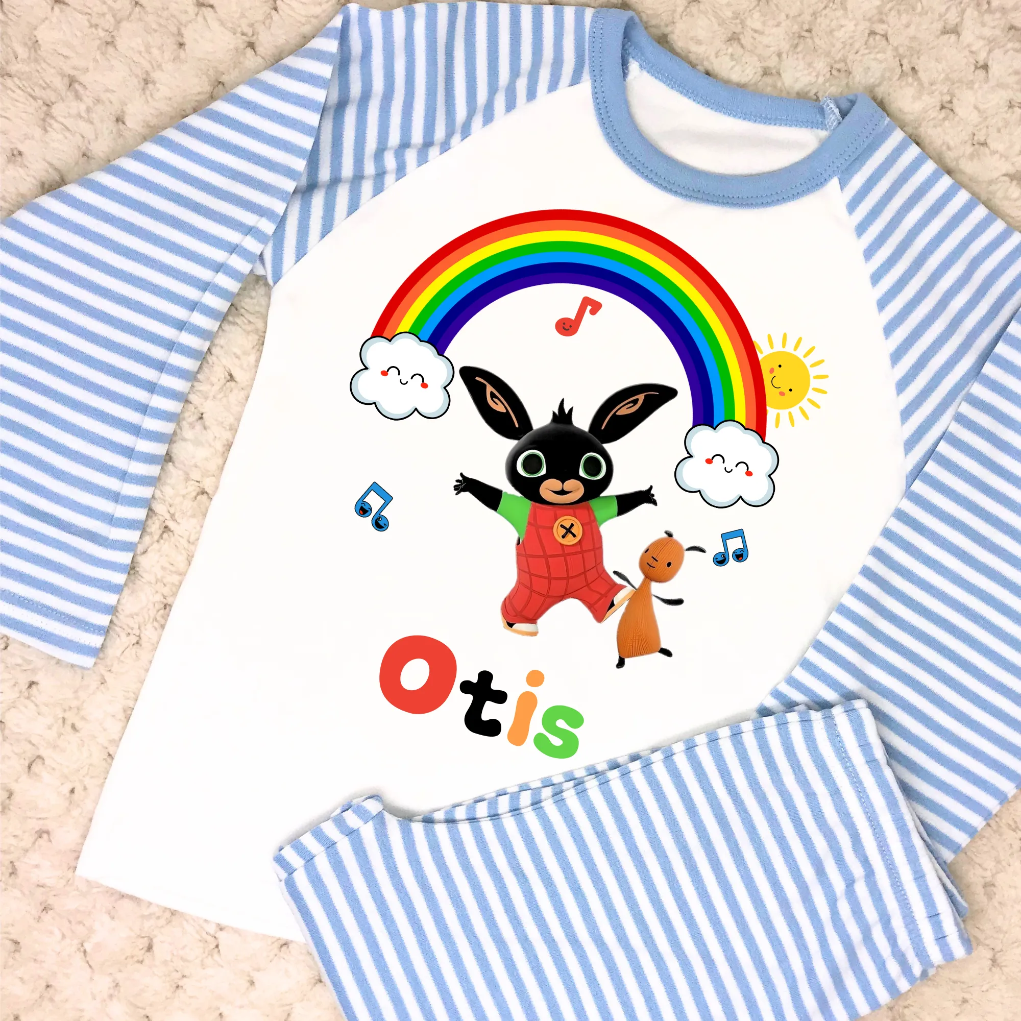 Boys Bing Bunny Custom Pjs with Your Child's Name for Everyday Wear