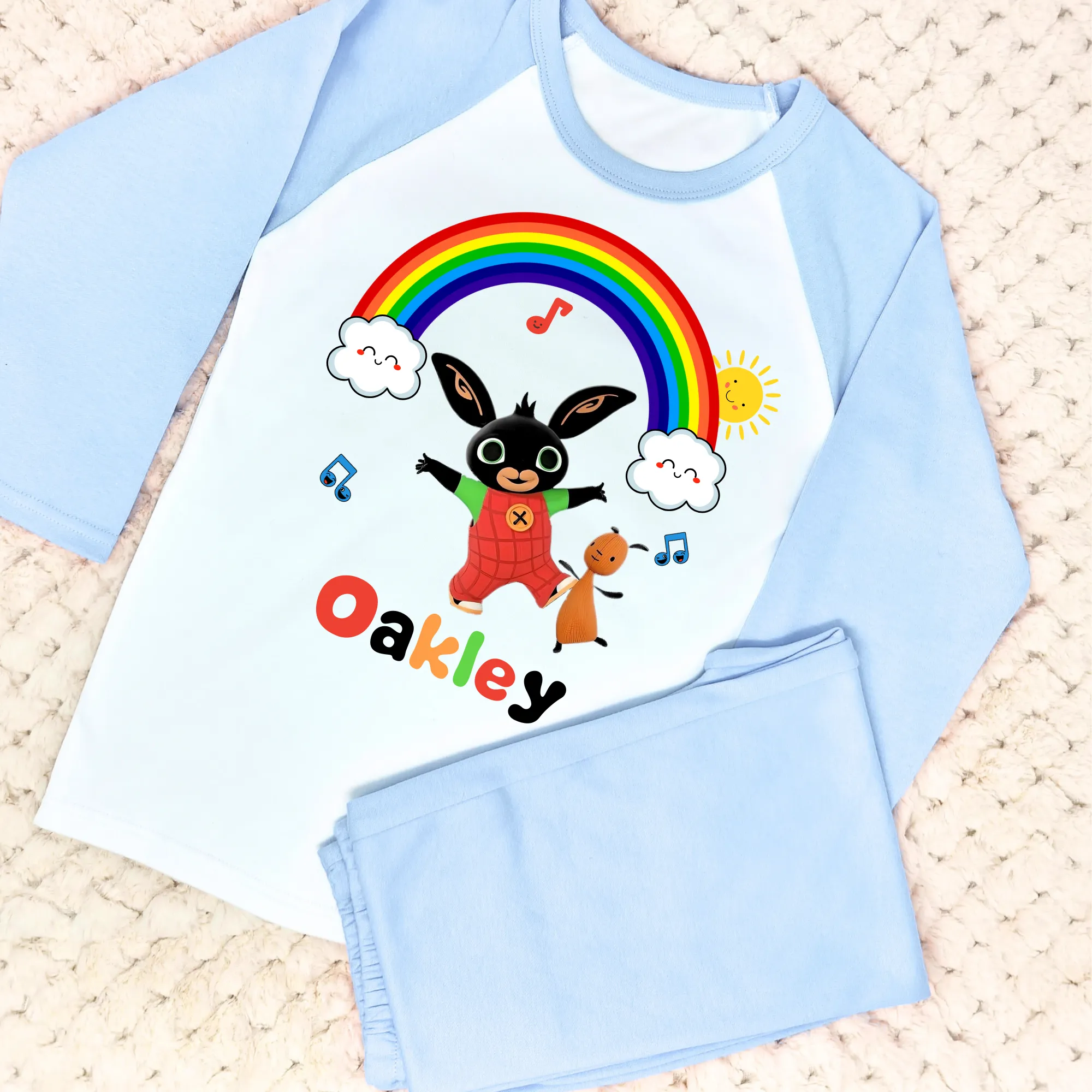 Boys Bing Bunny Custom Pjs with Your Child's Name for Everyday Wear