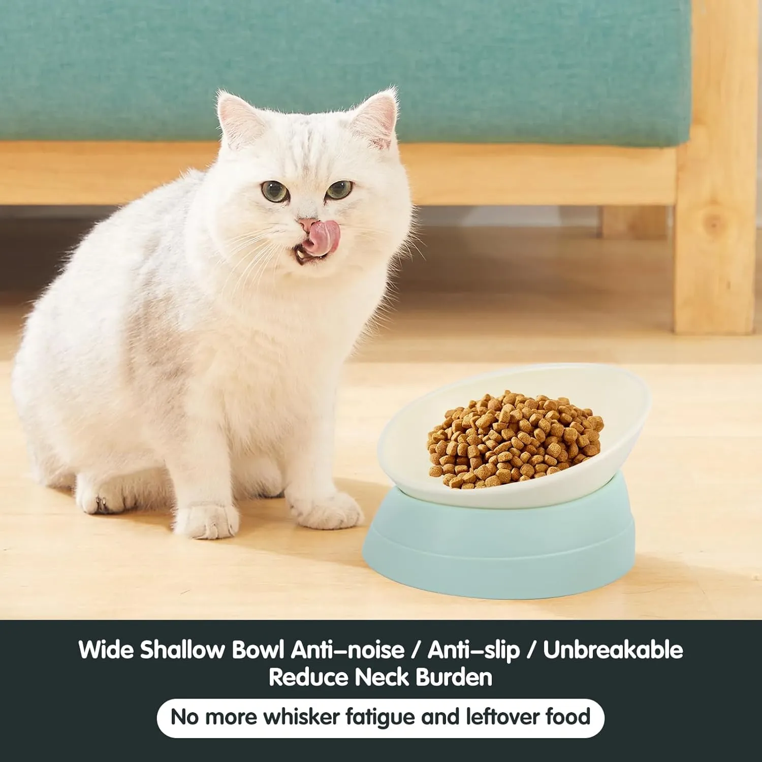 Bulldog Bowl Anti-Slip Dog Cat Dish Detachable Rubber Dog Bowl Pet Sterile Tilted Pet Feeder Slope Base (Green, 3.5 Cup (Medium/Large Dog))