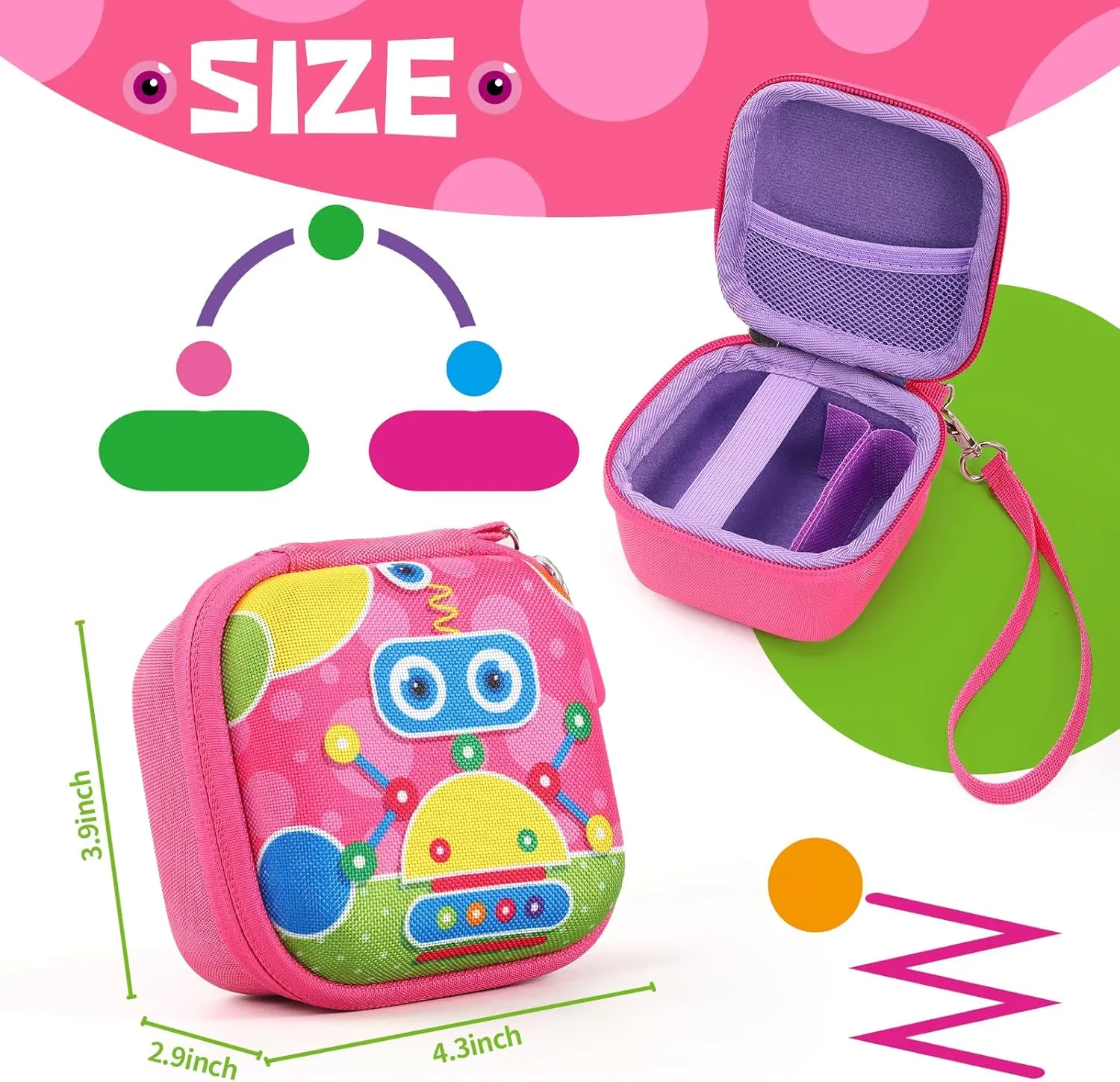 Carrying Case for Bitzee Interactive Toy Digital Pet and Case, Hard Travel Protective Storage Holder for Bitzee Virtual Electronic Pets Accessories (Pink Pattern)