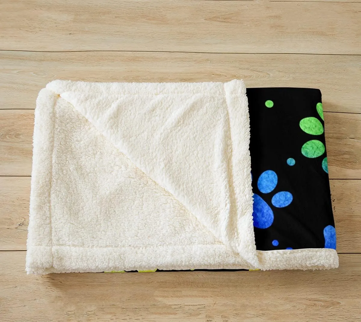 Castle Fairy Dog Paw Print Fleece Blanket,Rainbow Gradient Puppy Paw for Dog Lover Throw Blanket for Adult Man,Funny Pets Animal Lightweight Polyester Sherpa Blanket for Sofa, Queen (90 x 90 Inch)