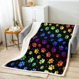 Castle Fairy Dog Paw Print Fleece Blanket,Rainbow Gradient Puppy Paw for Dog Lover Throw Blanket for Adult Man,Funny Pets Animal Lightweight Polyester Sherpa Blanket for Sofa, Queen (90 x 90 Inch) Castle Fairy Dog Paw Print Fleece Blanket,Rainbow Gradient Puppy Paw for Dog Lover Throw Blanket for Adult Man,Funny Pets Animal Lightweight Polyester Sherpa Blanket for Sofa, Queen (90 x 90 Inch)