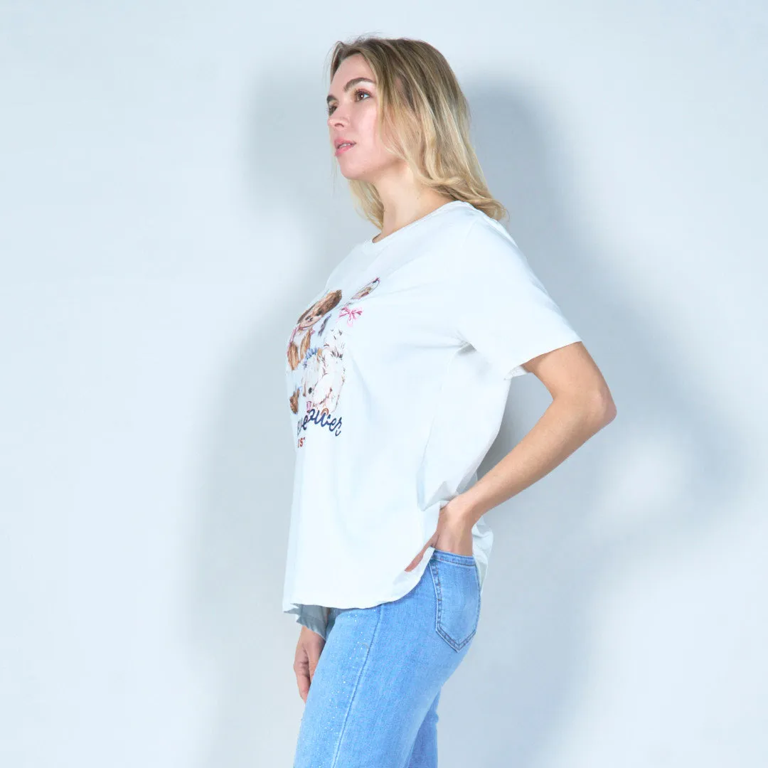 Charming dog and cat graphic tee wholesale