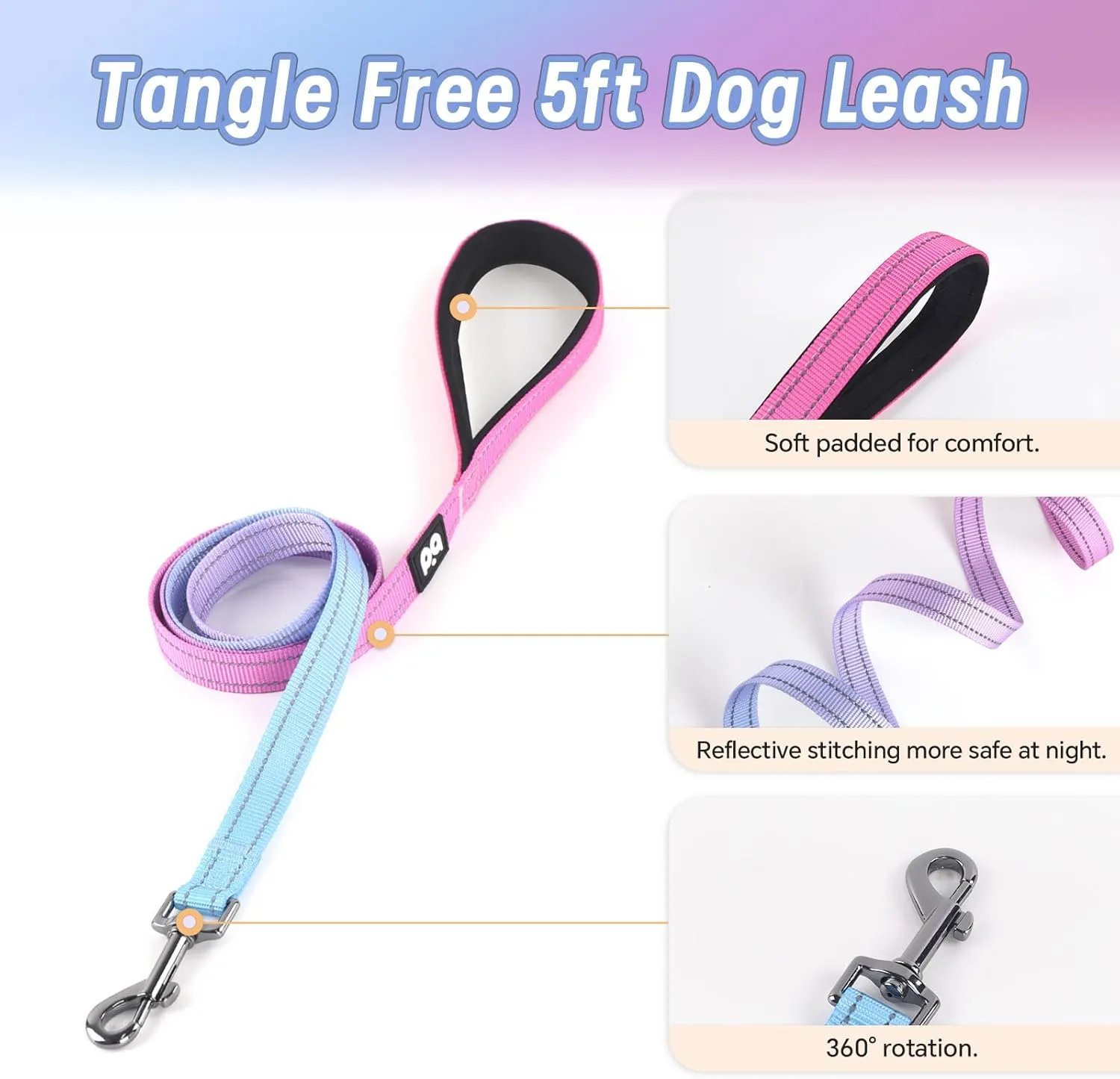 Dog Harness Leash Set, No Pull Adjustable Halter Cute Comfort Padded Handle for Medium Sized Large Small Dogs Walking Training Running with ReflectiveXSmall,Red Blue