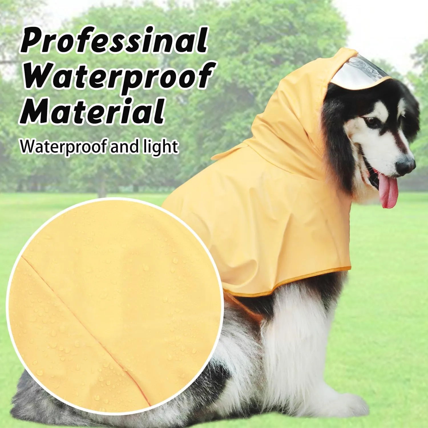 Dog Raincoat Hooded Slicker Poncho - Reflective Lightweight Pet Rain Jacket Coat,Dog Waterproof Raincoat with Adjustable Belly Strap for Small,Medium, Large Dogs
