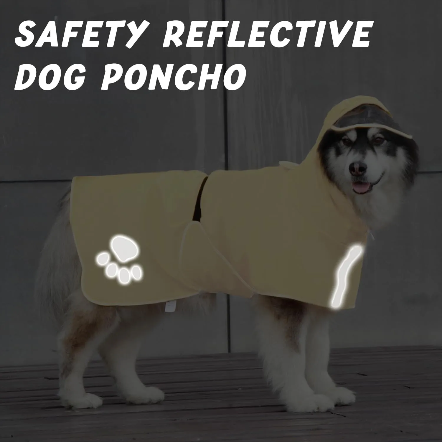Dog Raincoat Hooded Slicker Poncho - Reflective Lightweight Pet Rain Jacket Coat,Dog Waterproof Raincoat with Adjustable Belly Strap for Small,Medium, Large Dogs