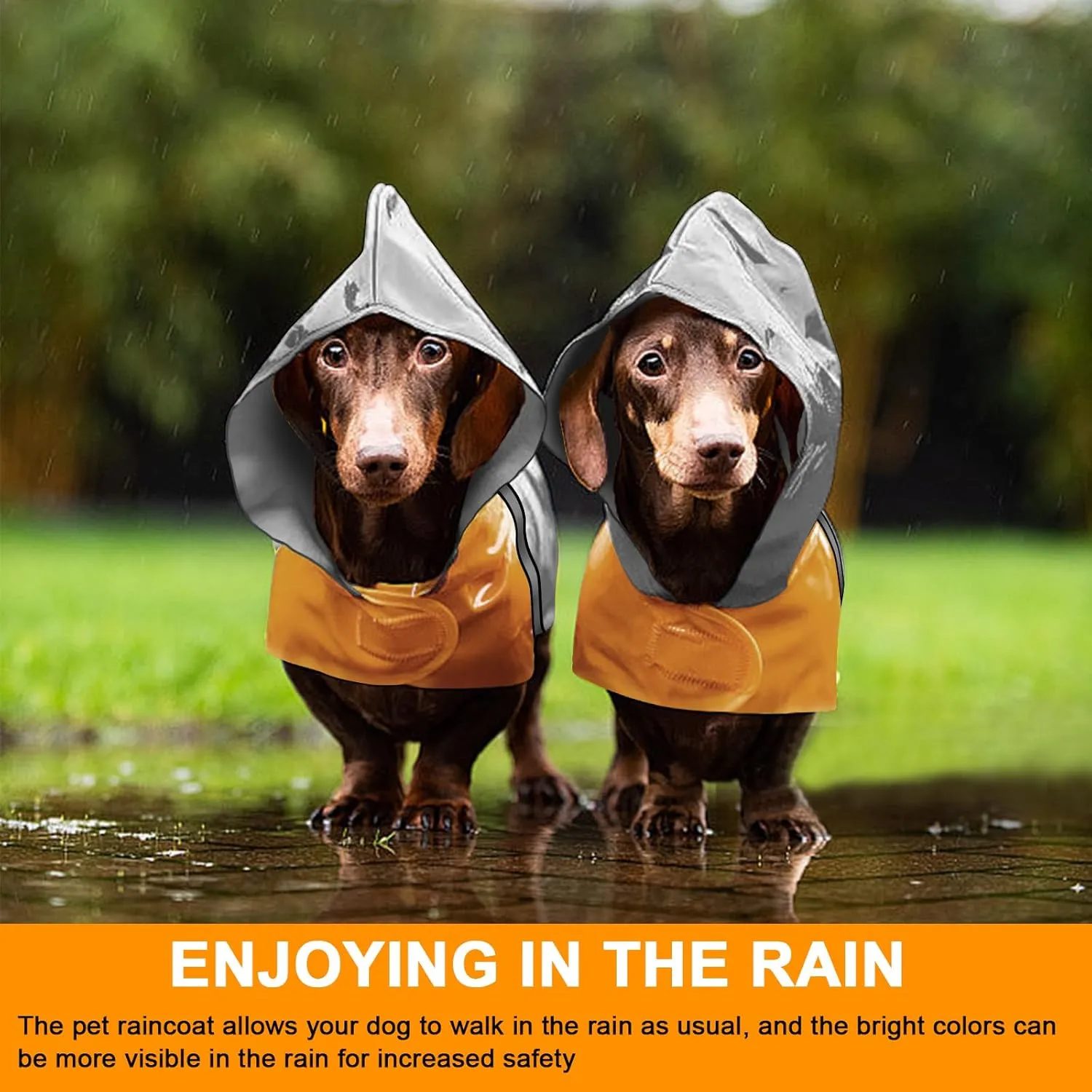 Dog Raincoat with Reflective Strip, Ultra Light Breathable Waterproof Dog Rain Jacket, Adjustable Waterproof Dog Raincoat with Hood, Suitable for Small, Medium, and Large Dogs (Grey, M)