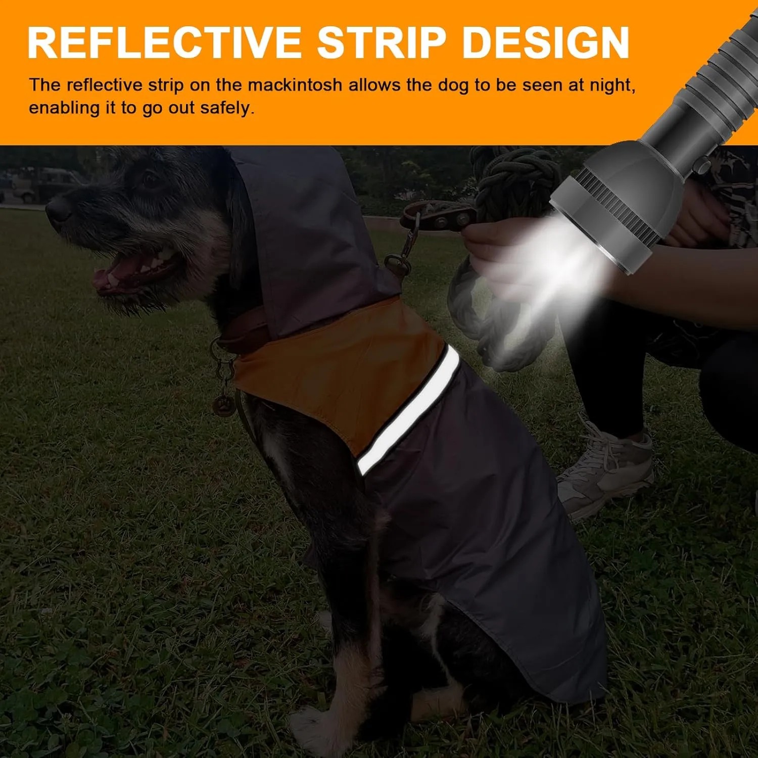 Dog Raincoat with Reflective Strip, Ultra Light Breathable Waterproof Dog Rain Jacket, Adjustable Waterproof Dog Raincoat with Hood, Suitable for Small, Medium, and Large Dogs (Grey, M)