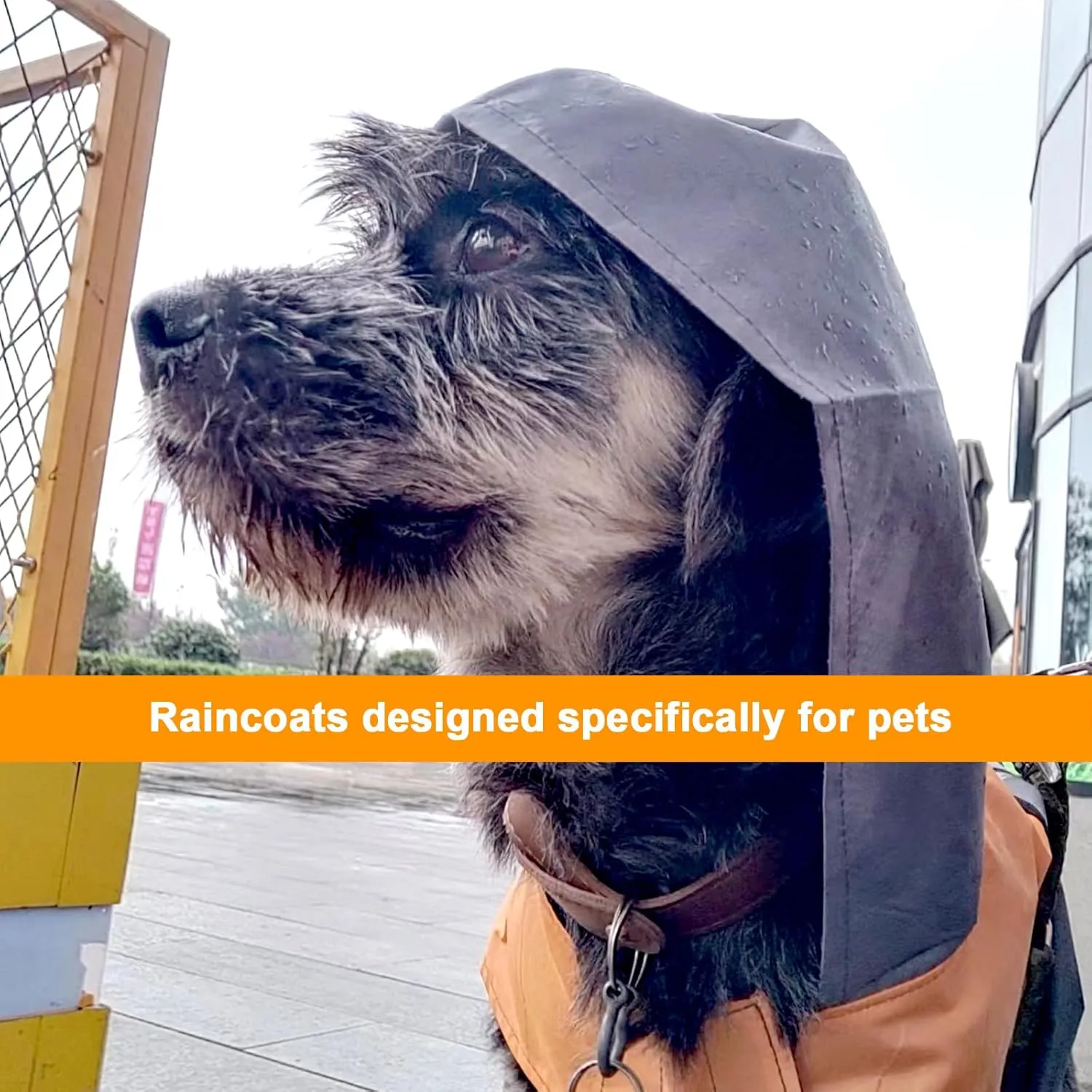 Dog Raincoat with Reflective Strip, Ultra Light Breathable Waterproof Dog Rain Jacket, Adjustable Waterproof Dog Raincoat with Hood, Suitable for Small, Medium, and Large Dogs (Grey, M)