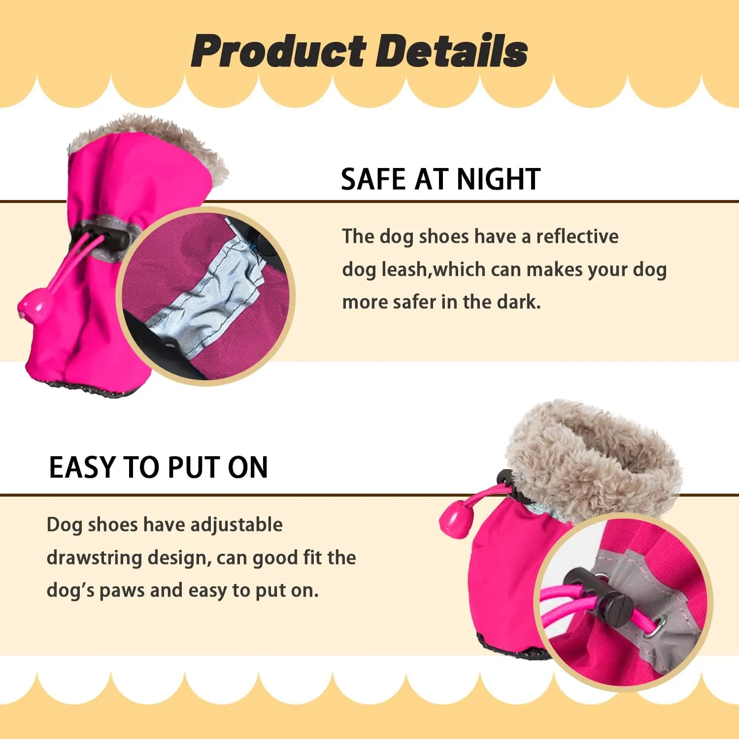 Dog Snow Boots, Dog Shoes for Winter, Dog Winter Boots for Small Medium Dogs Puppies, Dog Boots & Paw Protectors with Anti-Slip Sole and Plush, Pack of 4
