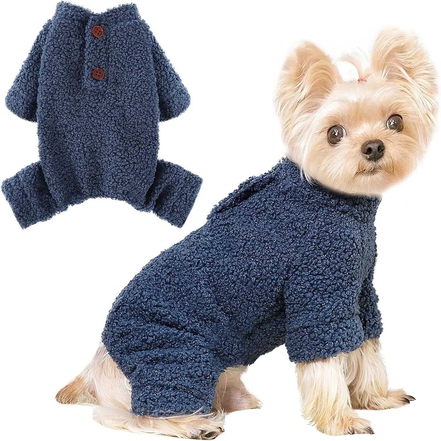 Dog Sweaters for Small Dogs Winter Puppy Pajamas Boy Girl Fleece Small Pet Clothes Outfit 4 Legs Jumpsuits for Chihuahua Yorkie Cat Apparel