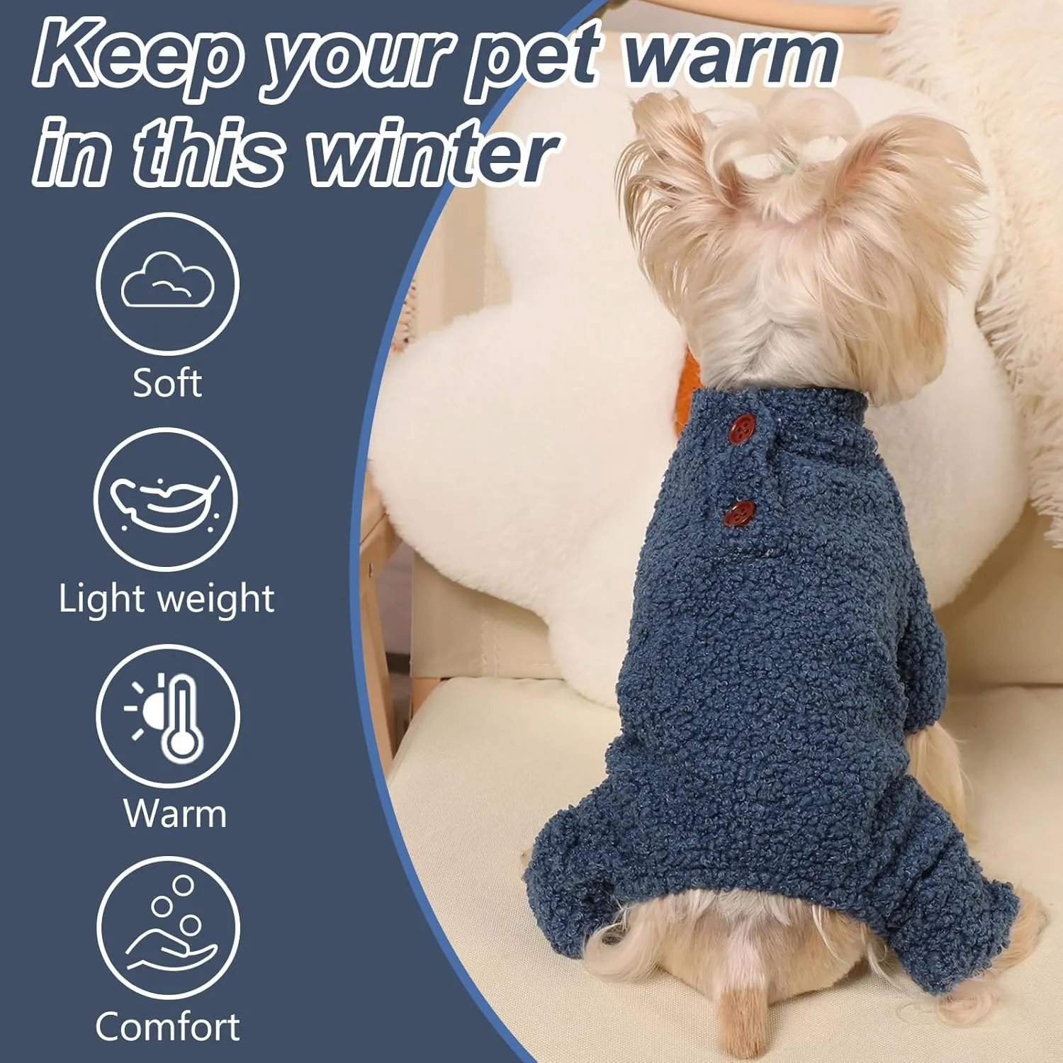 Dog Sweaters for Small Dogs Winter Puppy Pajamas Boy Girl Fleece Small Pet Clothes Outfit 4 Legs Jumpsuits for Chihuahua Yorkie Cat Apparel