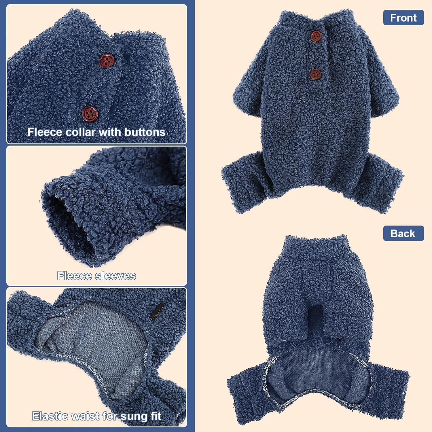 Dog Sweaters for Small Dogs Winter Puppy Pajamas Boy Girl Fleece Small Pet Clothes Outfit 4 Legs Jumpsuits for Chihuahua Yorkie Cat Apparel