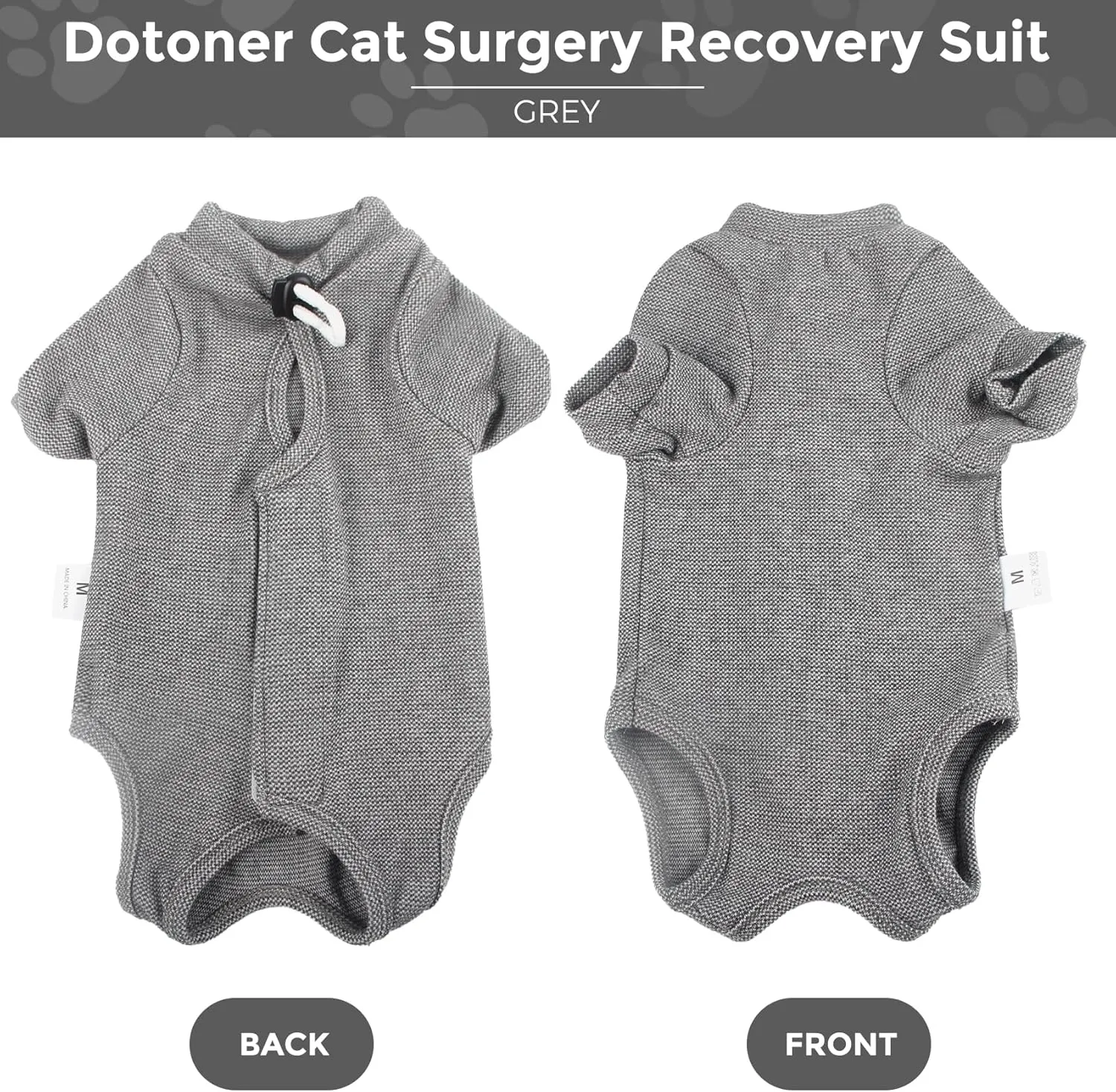 Dotoner Cat Surgery Recovery Suit for Female Male Anti-Licking Pet Surgical Pajamas Long Sleeve Prevent Shedding Cat Spay Recovery Suit&E Collar Alternative Bodysuit for Cats