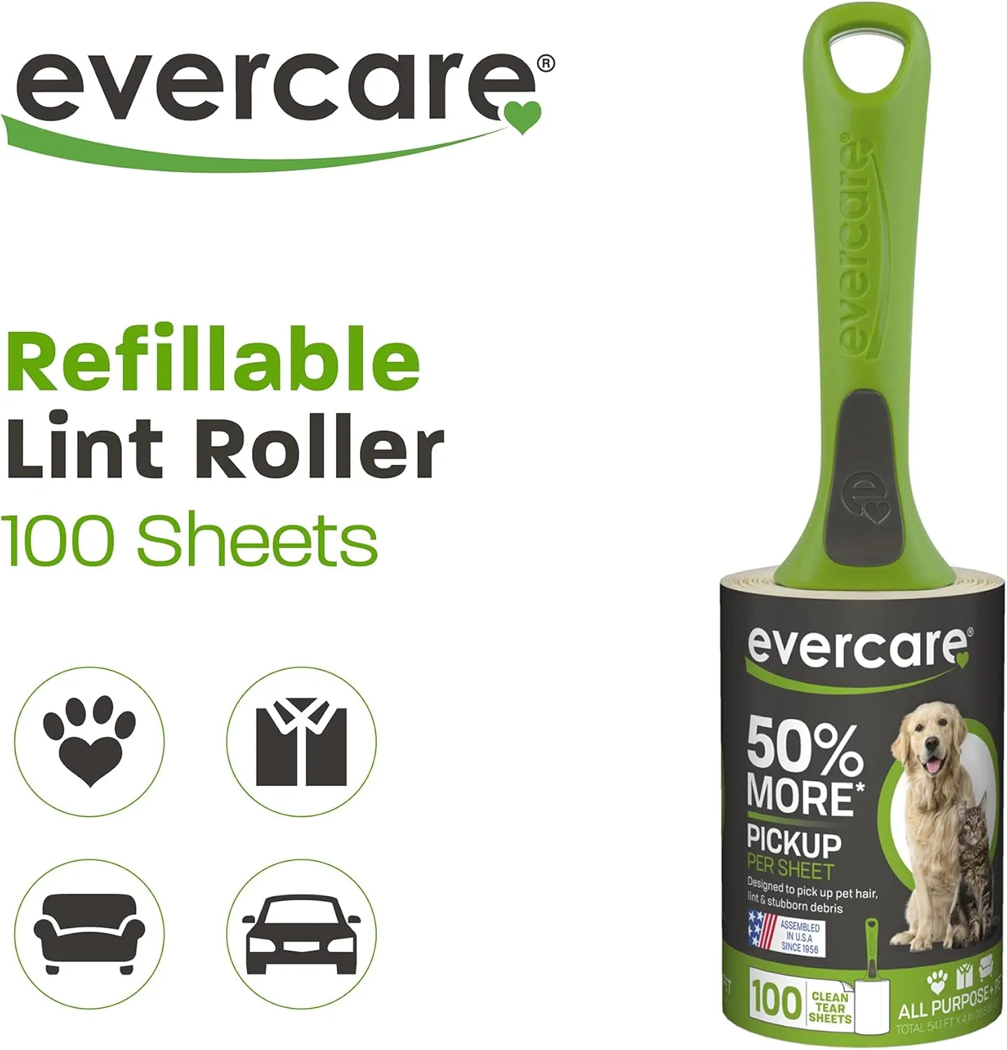 Evercare Pet Extreme Stick Plus 100 Sheet Lint Roller