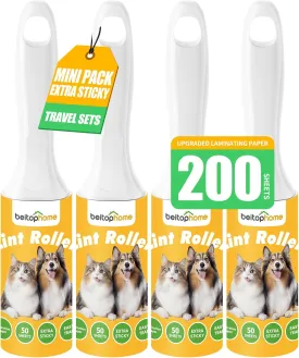 Extra Sticky Lint Roller for Pet Hairs 200 Sheets Lint Rollers for Travel 4 Pack Tough Paper, Small Size Easy Portability, Dog and Cat Hair Lint Rollers Mega Value Set for Clothes Extra Sticky Lint Roller for Pet Hairs 200 Sheets Lint Rollers for Travel 4 Pack Tough Paper, Small Size Easy Portability, Dog and Cat Hair Lint Rollers Mega Value Set for Clothes
