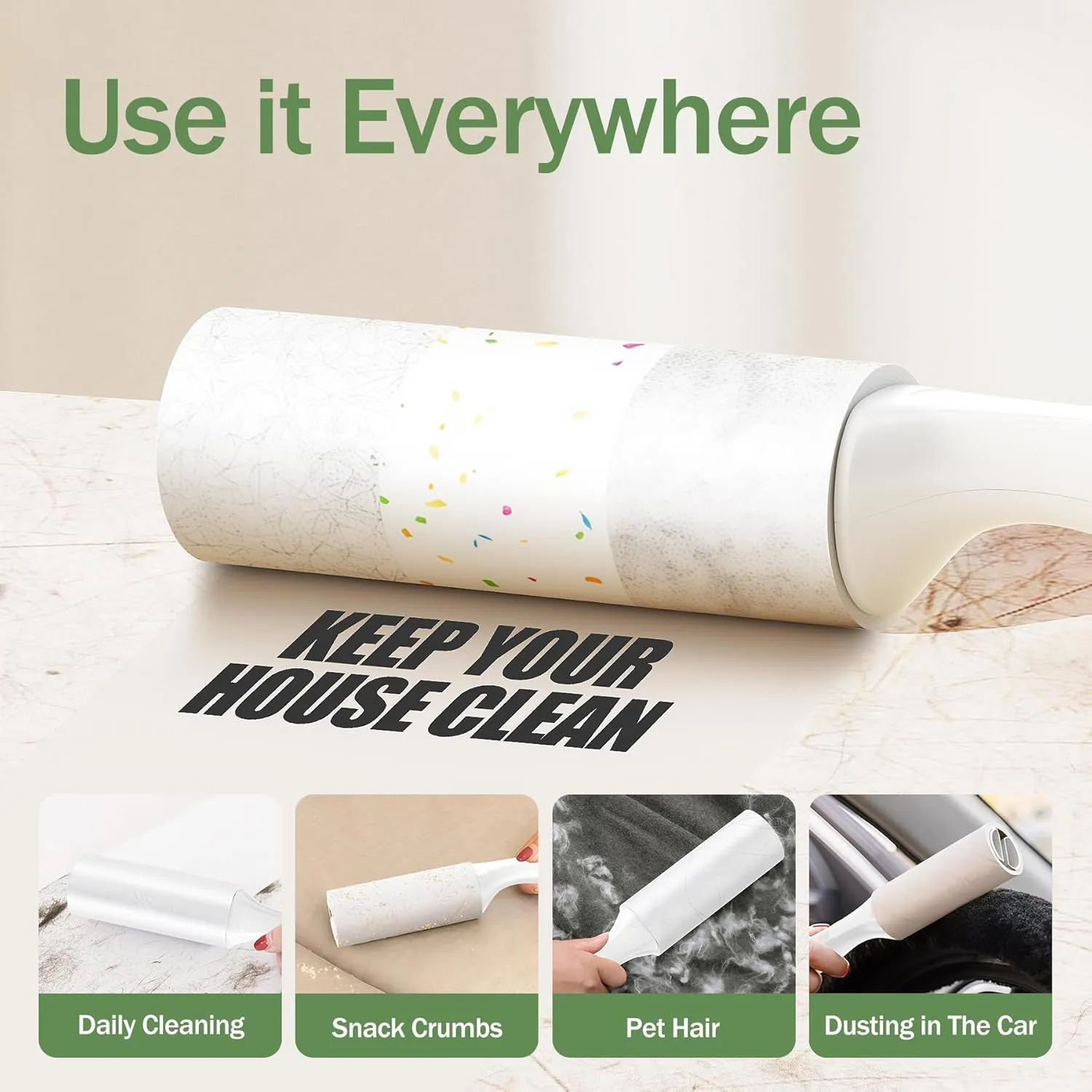 Extra Sticky Lint Roller for Pet Hairs 200 Sheets Lint Rollers for Travel 4 Pack Tough Paper, Small Size Easy Portability, Dog and Cat Hair Lint Rollers Mega Value Set for Clothes