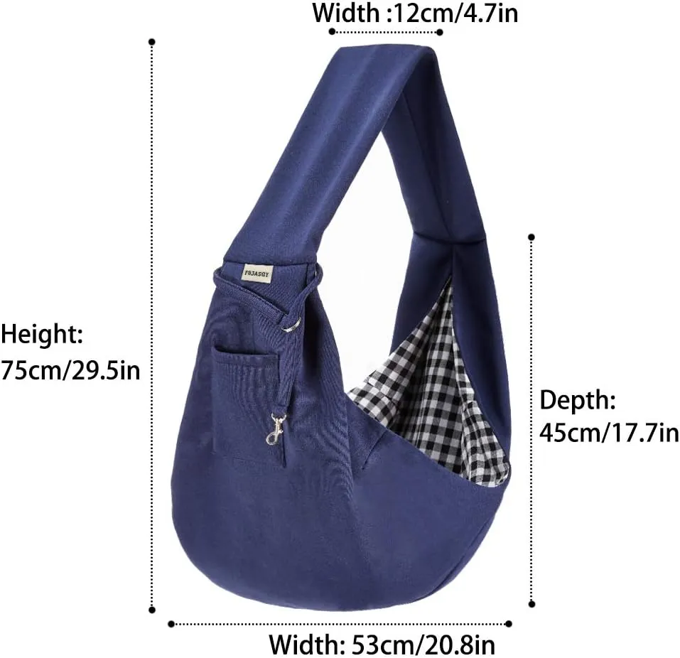 FDJASGY Small Pet Sling Carrier-Hands Free Reversible Pet Papoose Bag Tote Bag with a Pocket Safety Belt Dog Cat for Outdoor Travel Benzo Blue