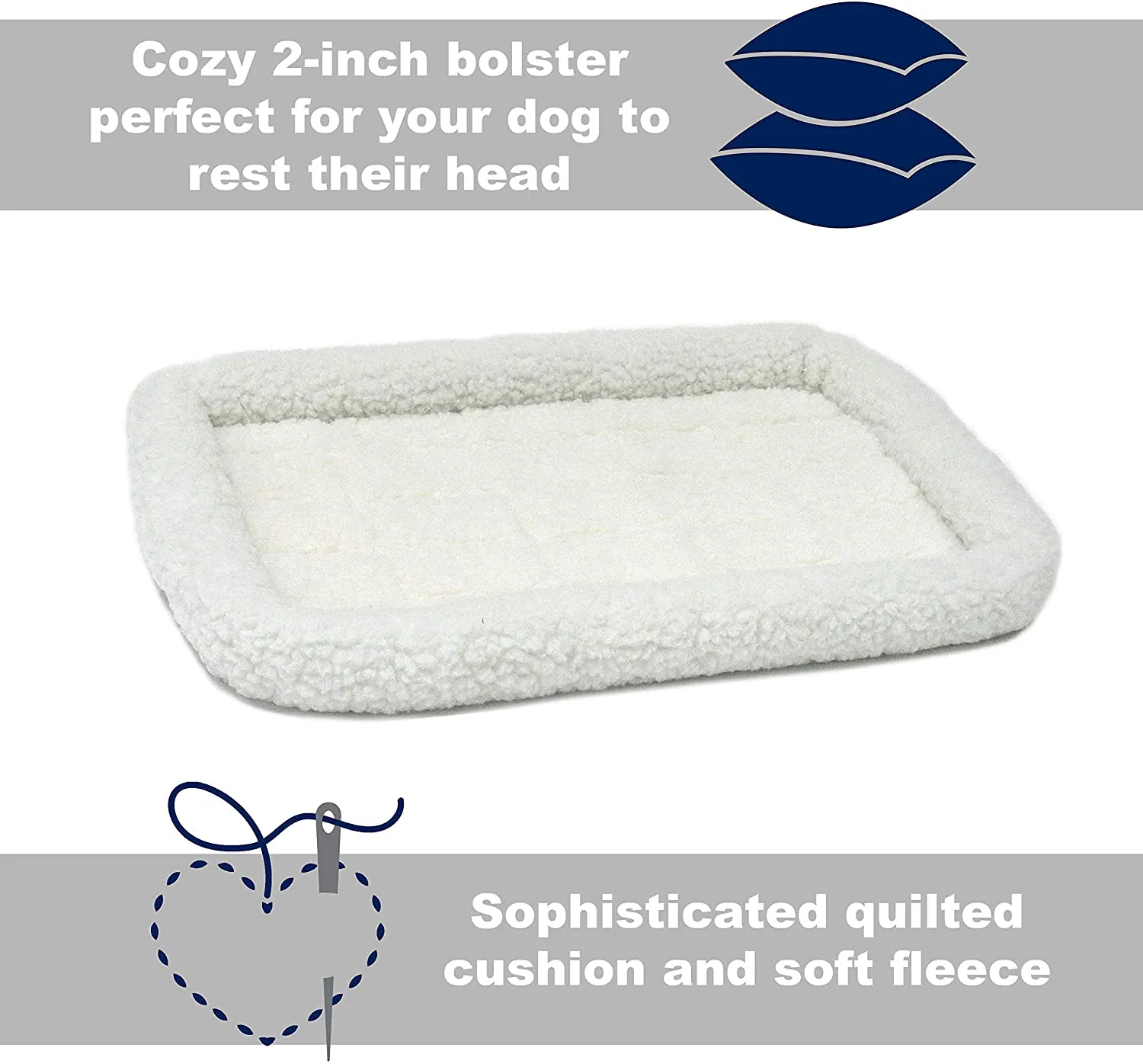 Fleece Dog Crate Bed with Comfortable Bolster - Midwest Homes for Pets Quiet Time Crate Pad