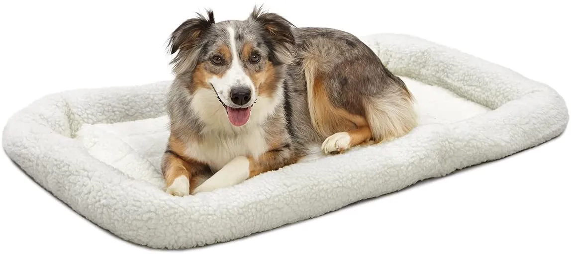 Fleece Dog Crate Bed with Comfortable Bolster - Midwest Homes for Pets Quiet Time Crate Pad