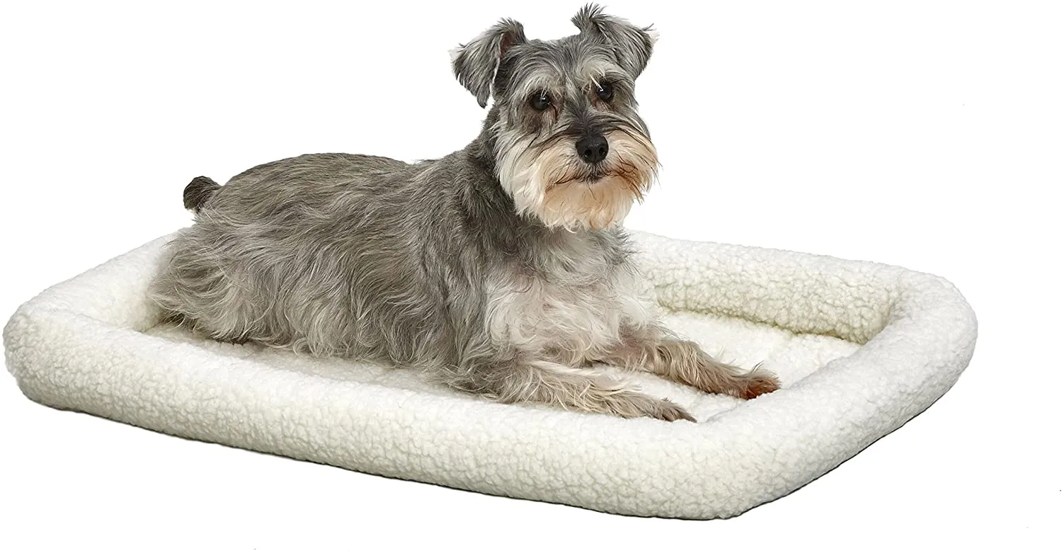 Fleece Dog Crate Bed with Comfortable Bolster - Midwest Homes for Pets Quiet Time Crate Pad