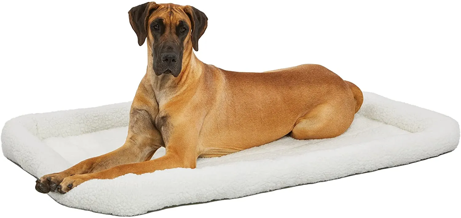 Fleece Dog Crate Bed with Comfortable Bolster - Midwest Homes for Pets Quiet Time Crate Pad