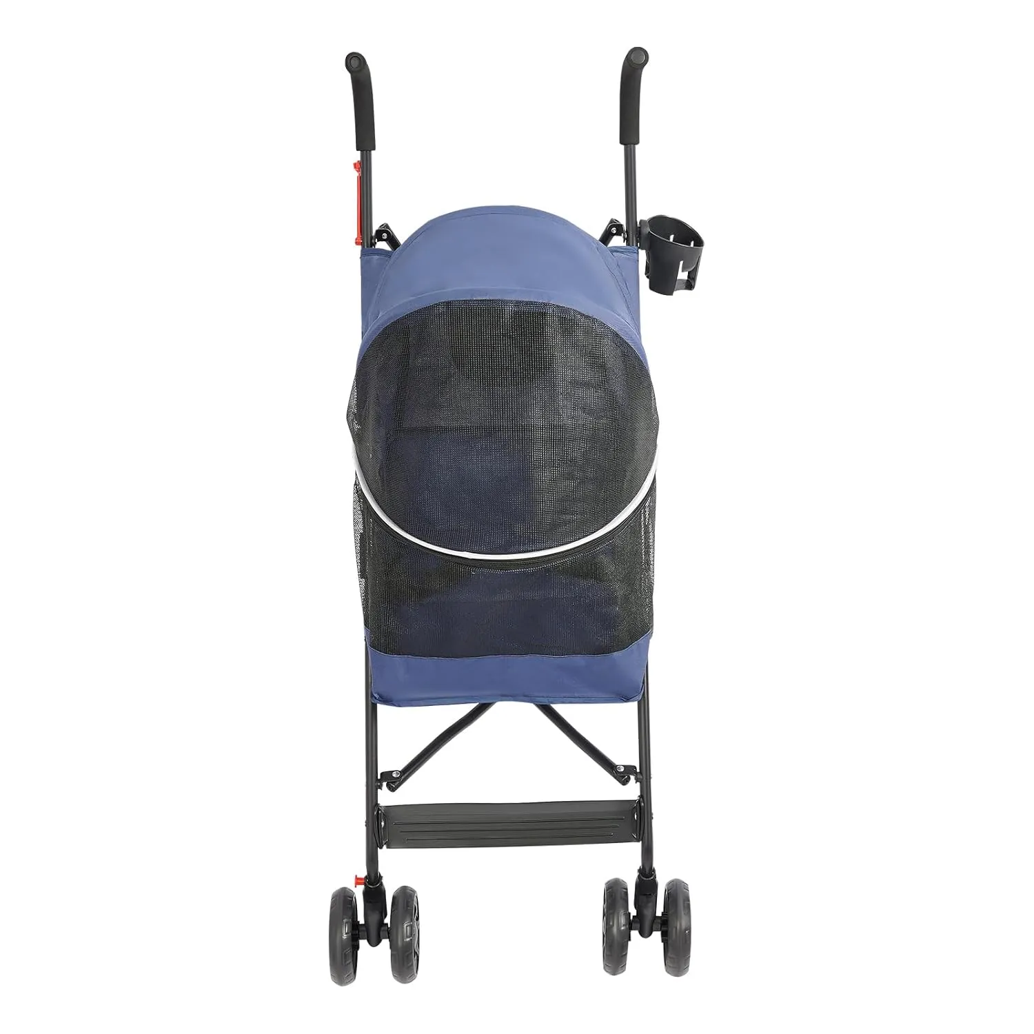 Foldable Pet Stroller for Medium/Small Dogs Cats, Portable Compact Pet Stroller with Breathable Mesh and Handlebars Pet Travel Stroller with 4 Wheels Load Up to 22lbs Blue