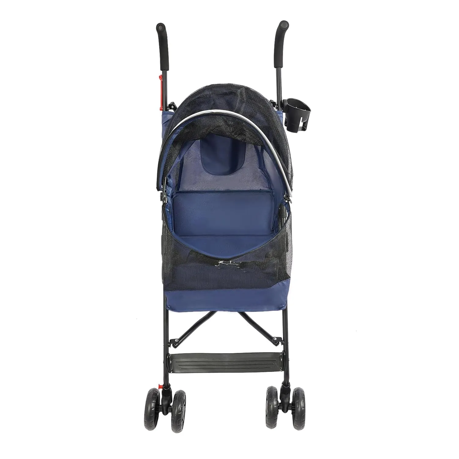 Foldable Pet Stroller for Medium/Small Dogs Cats, Portable Compact Pet Stroller with Breathable Mesh and Handlebars Pet Travel Stroller with 4 Wheels Load Up to 22lbs Blue