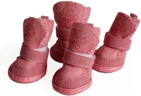 GLE20106 Dog Boots, Anti-Slip Dog Shoes,Detachable Closure Puppy Dog Shoes Boots Pet Antiskid Shoes Winter Warm Skidproof Sneakers, for Small Dog (XS, Pink)