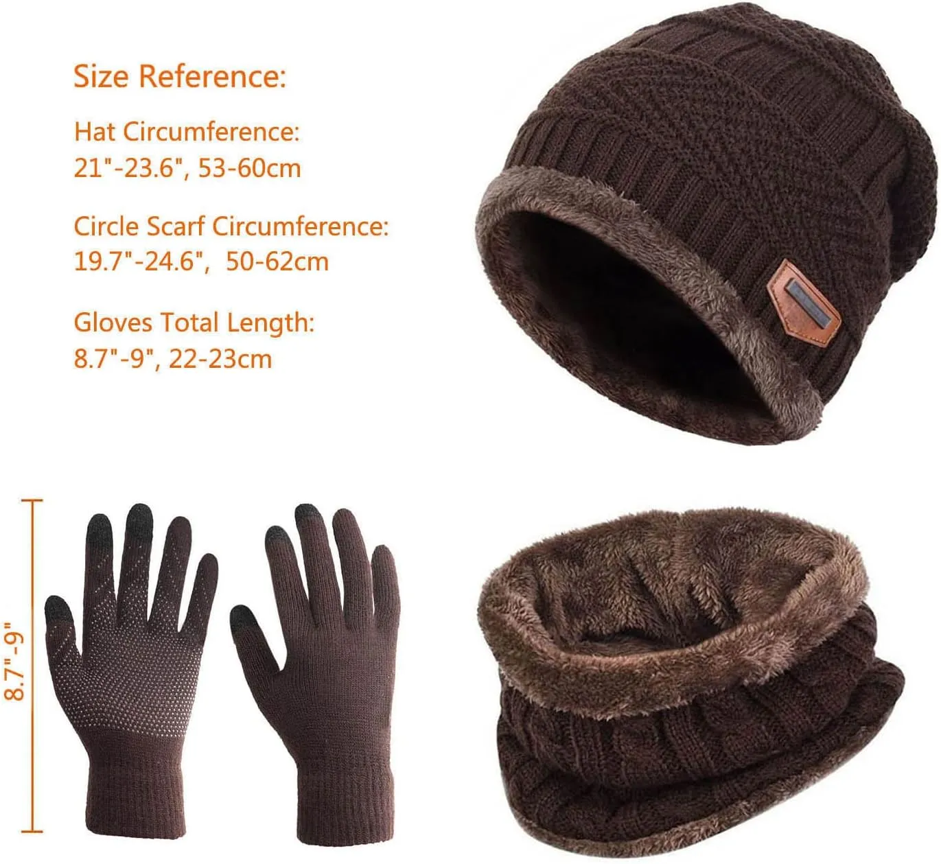 HINDAWI Winter Hat Scarf Gloves Slouchy Beanie Snow Knit Skull Cap Touch Screen Mittens Circle Scarves for Women Men