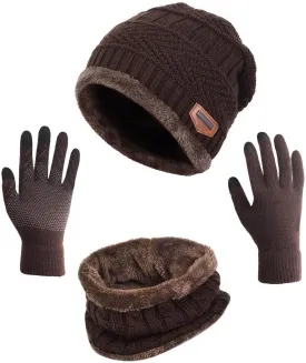 HINDAWI Winter Hat Scarf Gloves Slouchy Beanie Snow Knit Skull Cap Touch Screen Mittens Circle Scarves for Women Men