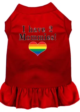 I Have 2 Mommies Screen Print Dog Dress Red Xxl